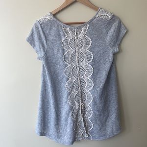 Xhilaration Open Back Lace Top Grey Size Large